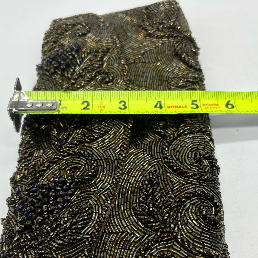 Vintage Bonnies Beaded Clutch Handmade In Hong Kong Evening Formal Black Gold - Picture 9 of 9